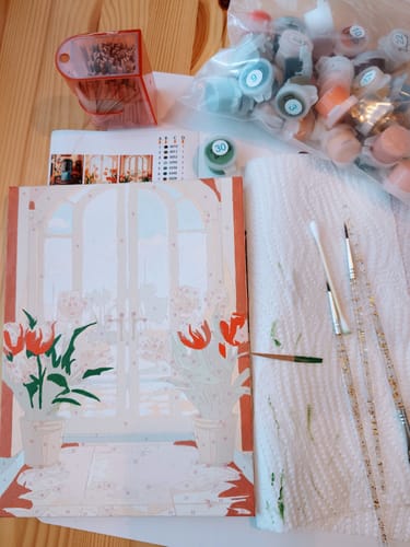 Finished Garden Doors paint by numbers displayed in a customer home