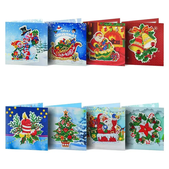 Set of 8 diamond painting Christmas greeting cards