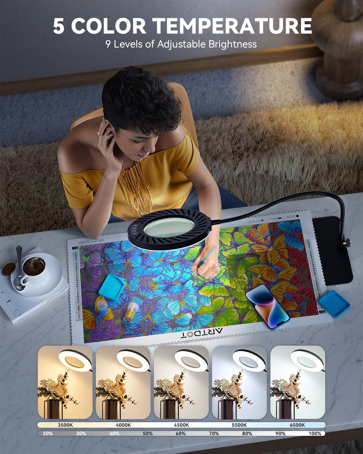 LED table magnifying glass 