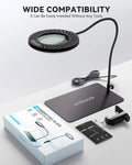 Thumbnail for LED magnifying glass for diamond painting, with 10x magnification, 144 LED lights, five color temperatures, and flexible table mounting.