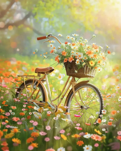 Floral Cycling diamond painting – bicycle with flowers