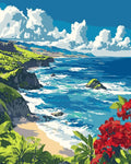 Thumbnail for A stunning sea view with blue waves hitting the rocky shore and a cloudy sky creating a harmonious background.