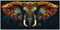 Thumbnail for Diamond painting model image – massive elephant head, wing-like design in golden and blue shades, and a dark mystical background.