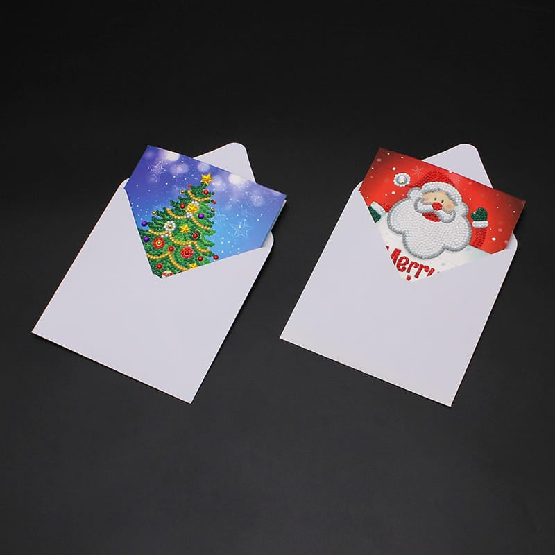 Diamond painting Christmas card set being crafted