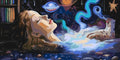 Thumbnail for A dreaming woman amidst stars and cosmic patterns.