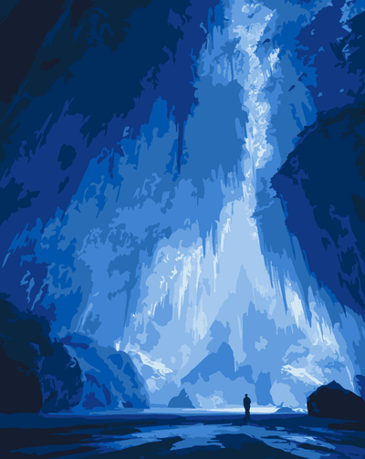 Icy waterfall in the cave