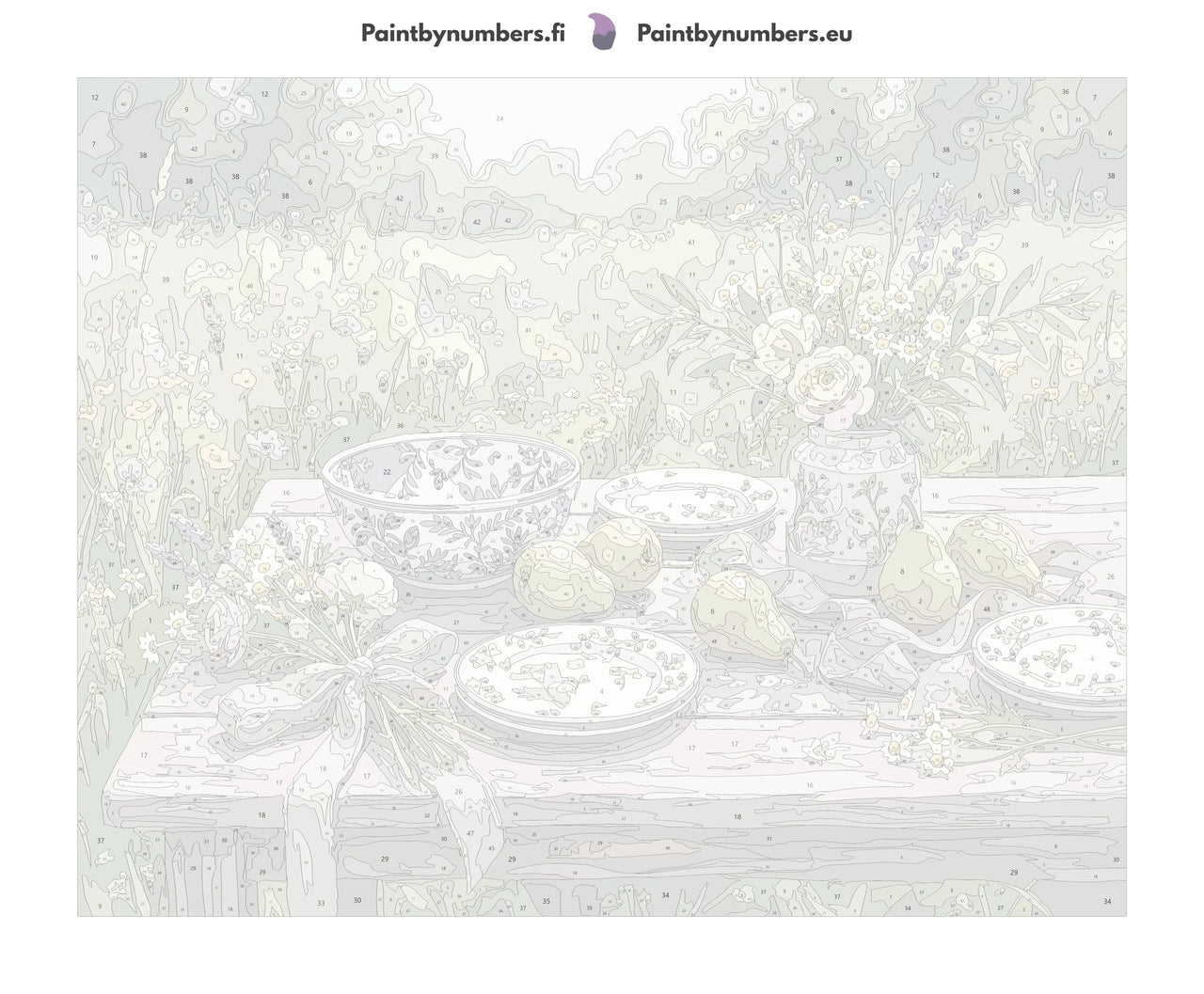Paint by numbers canvas – Pears and Flowers Picnic Table