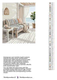 Thumbnail for Paint by numbers colour chart and instructions – Striped Sofa by Window