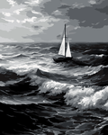 Thumbnail for Sailboat in the middle of the waves at sea