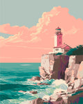 Thumbnail for Lighthouse on the rock by the sea. - rendering of the finished paint by numbers