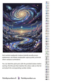 Thumbnail for Paint by numbers color chart - Galaxy Over River Landscape - color chart and instructions