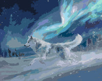 Thumbnail for Wolf in the Northern Lights Paint By Numbers