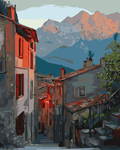 Thumbnail for Mountain village at sunset