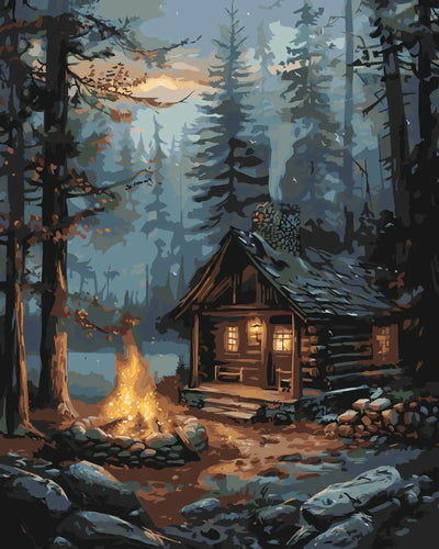 Cozy Campfire paint by numbers – cosy campfire scene