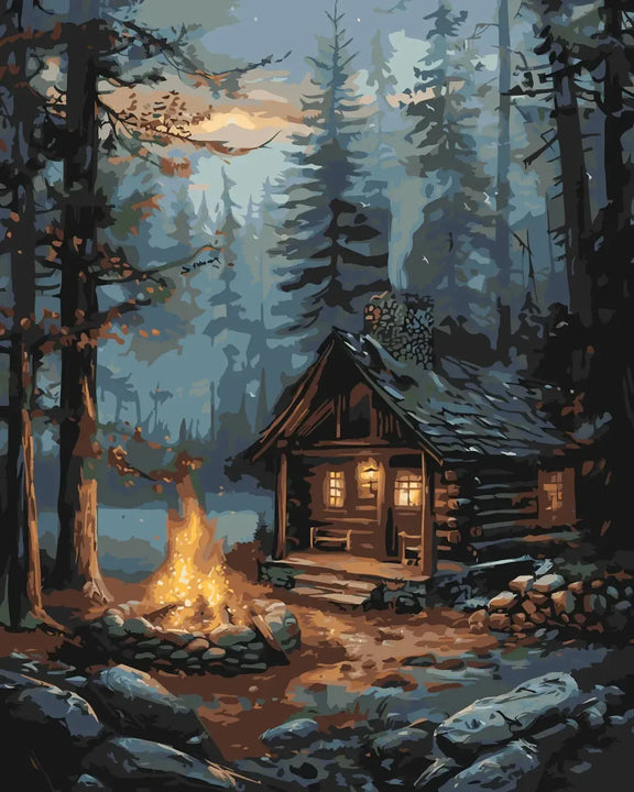 Cozy Campfire paint by numbers – cosy campfire scene