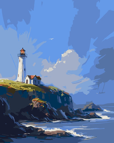 Lonely Lighthouse paint by numbers – solitary lighthouse