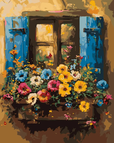 Bloom By The Window paint by numbers – flowers by a window
