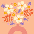 Thumbnail for A pastel-colored flower arrangement where large and small flowers blend harmoniously on an orange background.