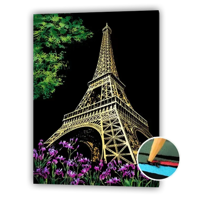 Scratch art image of the Eiffel Tower
