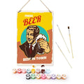 Thumbnail for Ready Fresh Beer paint by numbers kit, featuring a retro-style man with a beer mug, surrounded by acrylic paint pots and three brushes.