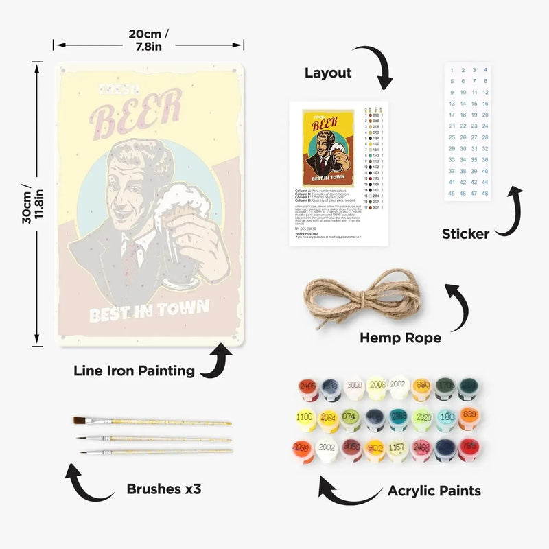 Fresh Beer – retro metal paint by numbers