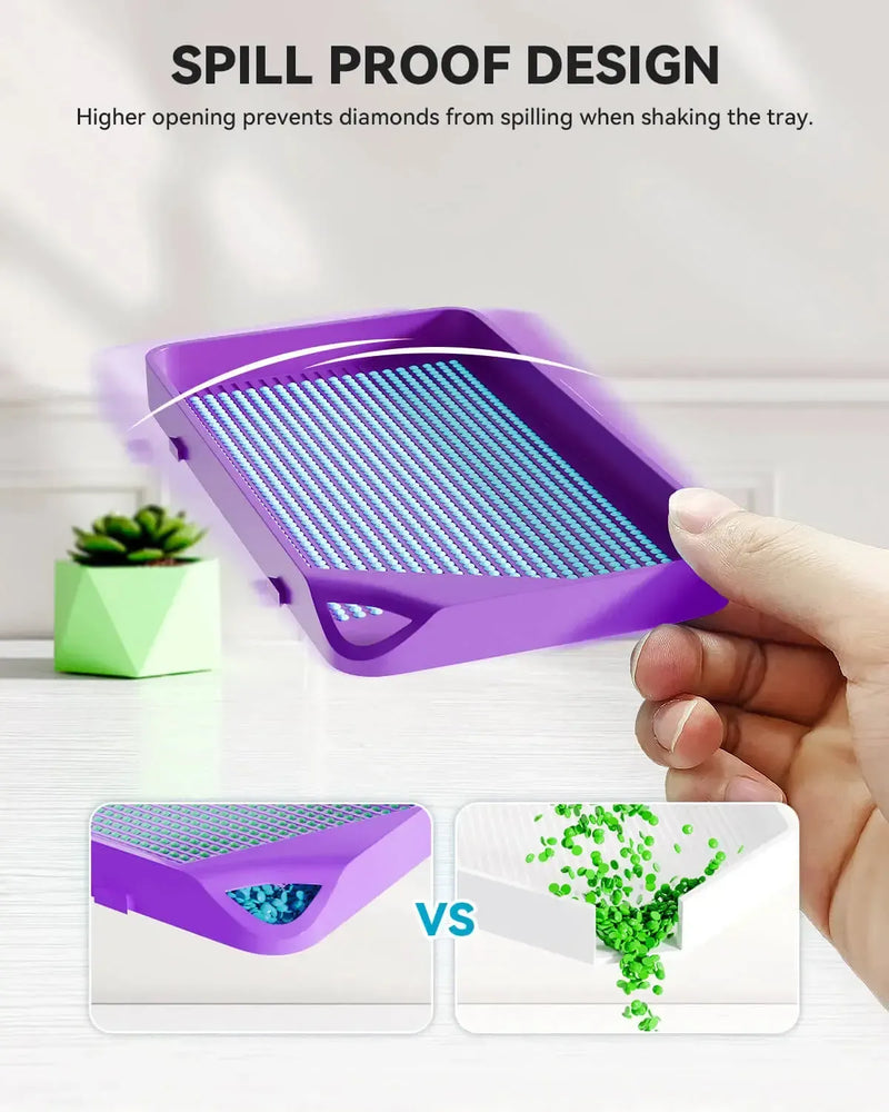 Purple tray set with drills arranged on tray