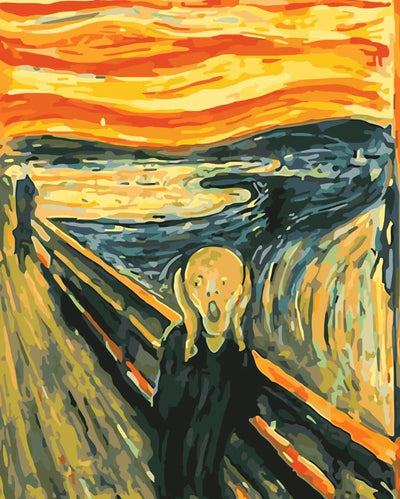 Edvard Munch's famous painting The Scream in bright colors, Paint By Numbers.