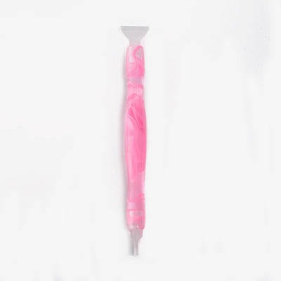 Ruby diamond painting pen: pink marbled resin stylus with dual tips