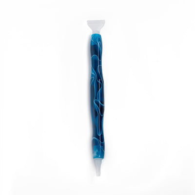 Sapphire diamond painting pen: blue marbled resin stylus with dual tips