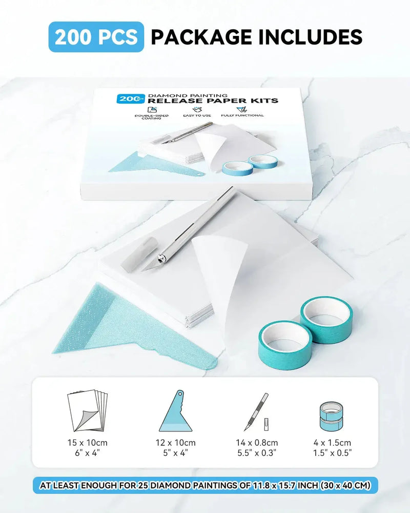 Diamond painting release paper set 200 sheets – set contents