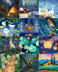 Thumbnail for Kaksitoista erilaista Zoe Lee timanttimaalauskuvaa samassa kollaasissa.