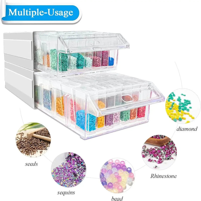 Stackable storage organiser for diamond painting drills – front view