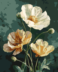 Thumbnail for Numeromaalaus, jossa lämpimän sävyiset kukat nousevat vihreää taustaa vasten.