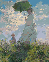Thumbnail for Claude Monet’n Parasolilla oleva nainen kesäisessä niityssä, numeromaalaus.