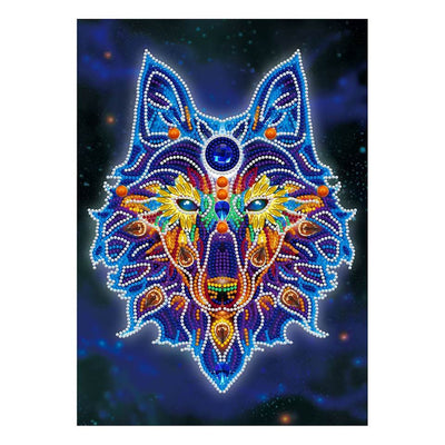 Wolf glow-in-the-dark diamond painting