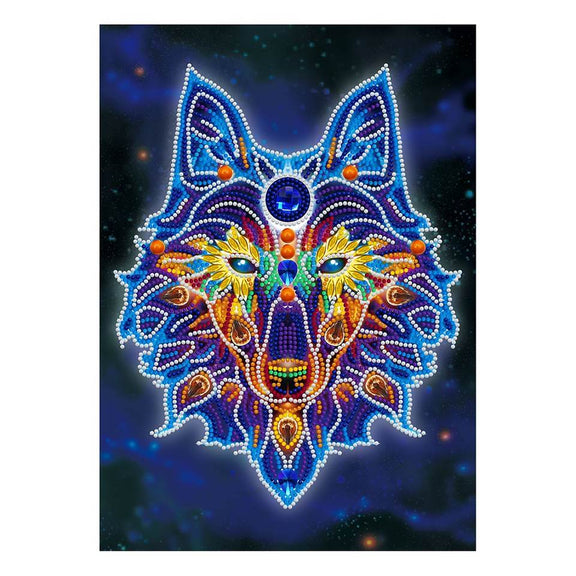 Wolf glow-in-the-dark diamond painting