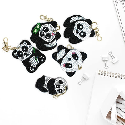 Panda diamond painting keychains – panda-themed designs