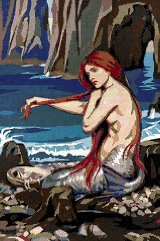 Förhandsvisning av diamantmönstret för Waterhouses A Mermaid
