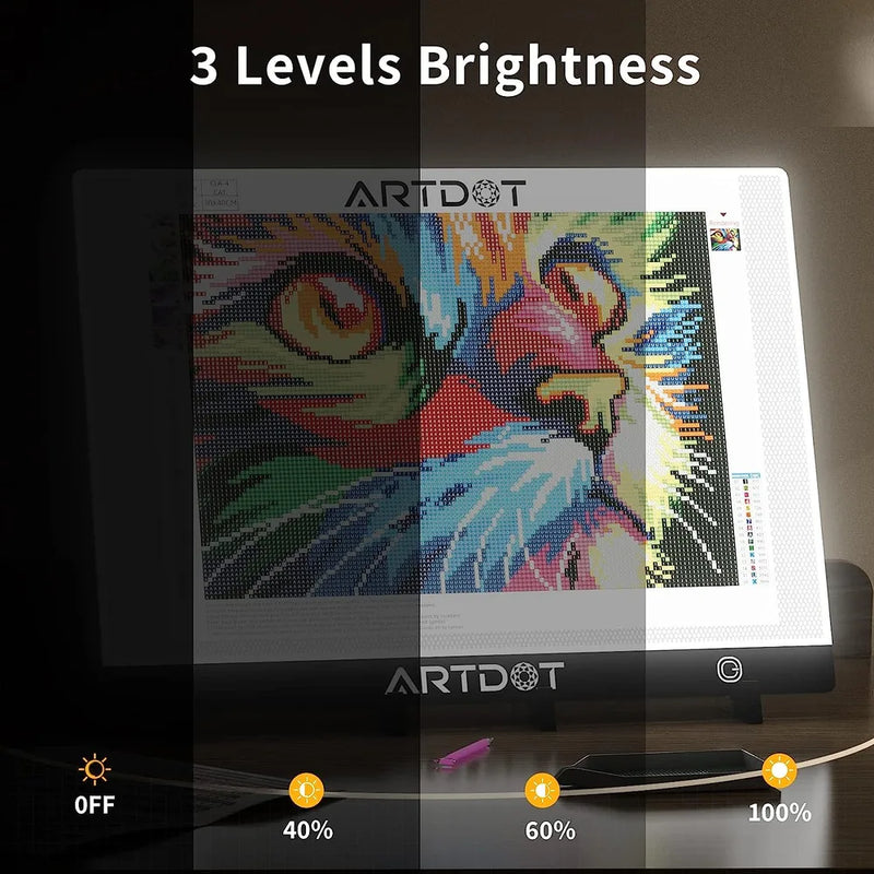 A2 LED light pad with three brightness levels