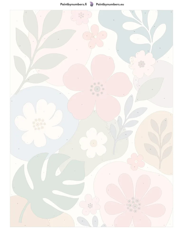 Numbered canvas - Abstract Flowers and Leaves 60x80cm