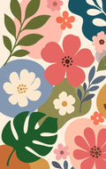 Thumbnail for Abstract flowers and leaves Paint By Numbers. Graphic shapes and a colorful background.