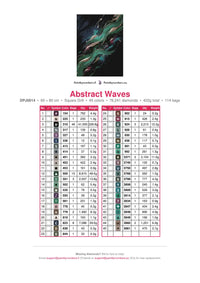 Thumbnail for Abstract Waves diamond painting color chart – 45 DMC colors