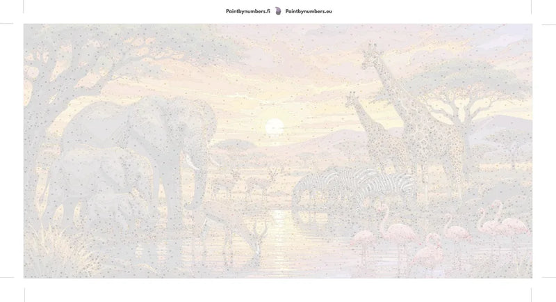Numbered canvas - African Animals at Waterhole 80x40cm