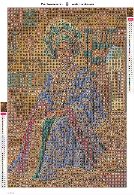 Diamond painting adhesive canvas preview - African Queen in Regal Attire