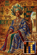 Thumbnail for African Queen in Regal Attire, 40x60 cm diamond painting – finished design preview with a close-up of square drills
