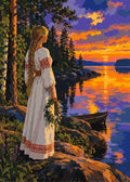 Thumbnail for Woman in folk dress by lake paint by numbers.