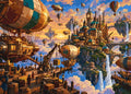 Thumbnail for Airships and floating city paint by numbers, colorful sky and detailed buildings.