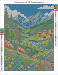 Thumbnail for Diamond painting adhesive canvas preview - Alpine Village Mountain Valley