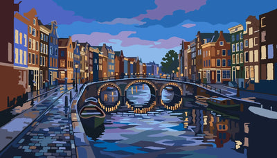 Amsterdam canal bridge in evening lighting Paint By Numbers.
