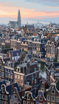 Thumbnail for Amsterdam's rooftop landscape and canal houses Paint By Numbers.